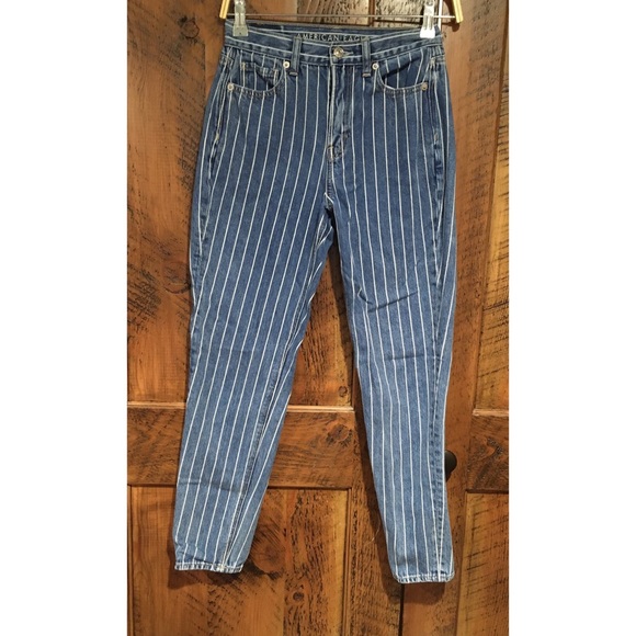 American Eagle Outfitters Denim - American Eagle Striped Mom Jeans Pencil Cut
